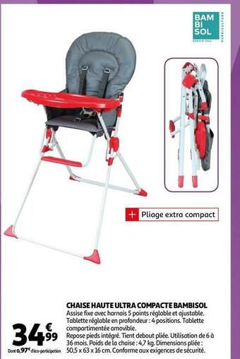 Auchan Bambisol chaise haute ultra compacte offre