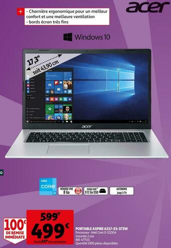 Auchan Acer portable aspire a317-53-37zw offre