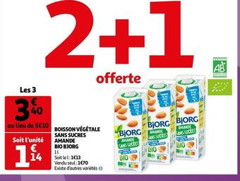 Auchan Bjorg boisson végétale sans sucres amande bio offre