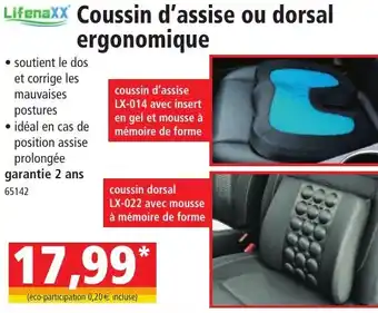 Norma Lifenaxx Coussin d'assise ou dorsal ergonomique offre