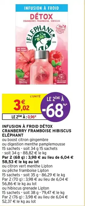 Intermarché Hyper INFUSION À FROID DÉTOX CRANBERRY, FRAMBOISE, HIBISCUS ELEPHANT offre