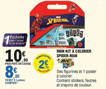E.Leclerc Mon Kit à Colorier Spider-man Bic Kids offre