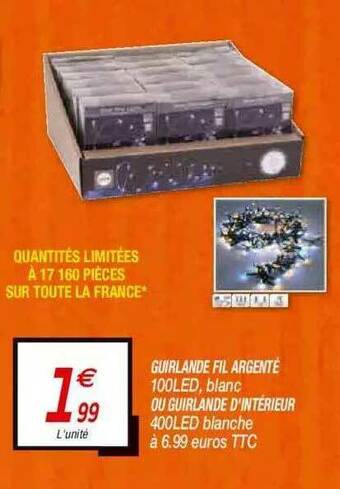 Netto Guirlande Fil Argenté 100led, Blanc Ou Guirlande D'intérieur 400led Blanche offre