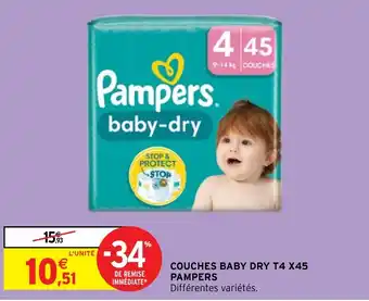 Intermarché Express COUCHES BABY DRY T4 X45 PAMPERS offre