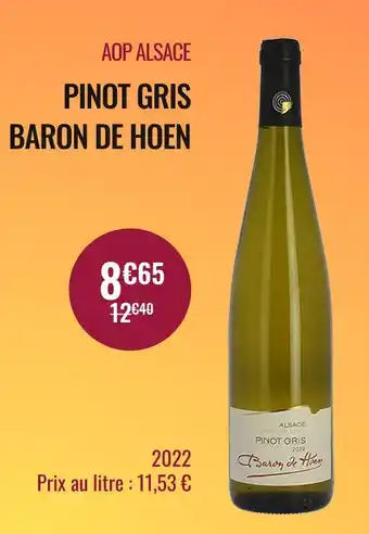 Nicolas BARON DE HOEN AOP ALSACE PINOT GRIS offre