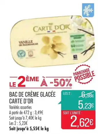 Match Bac de crème glacée carte d'or offre
