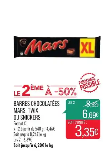 Barres chocolatées mars