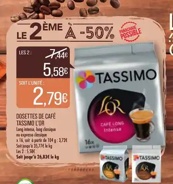 Match Dosettes de café tassimo l'or offre