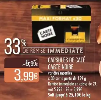 Match Capsules de café carte noire offre