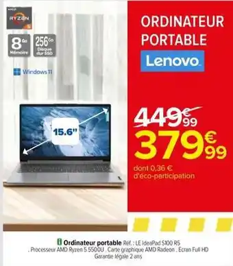 Carrefour Drive Lenovo - ordinateur portable offre