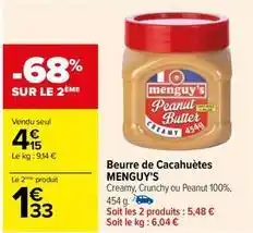 Carrefour Drive Menguy's - beurre de cacahuètes offre