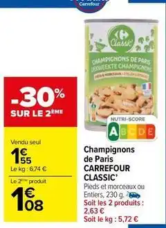 Carrefour Drive Carrefour - champignons de paris classic' offre