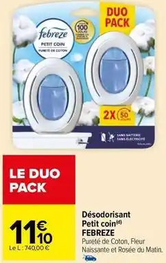 Carrefour Drive Febreze - désodorisant petit coin offre
