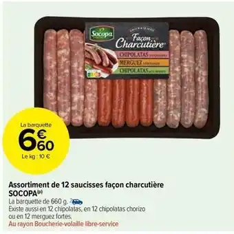 Carrefour Market Socopa - assortiment de 12 saucisses façon charcutière offre