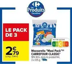 Carrefour Carrefour - mozzarella maxi pack classic' offre