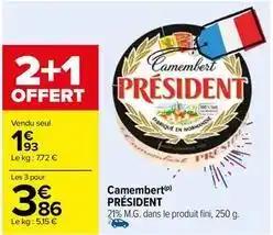 Carrefour Président - camembert offre