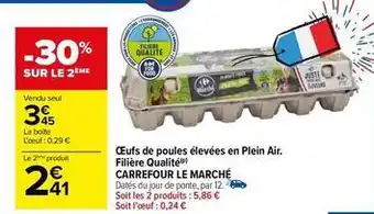 Carrefour Carrefour - œufs de poules élevées en plein air. filière qualité le marché offre