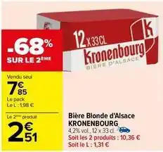 Carrefour Kronenbourg - bière blonde d'alsace offre