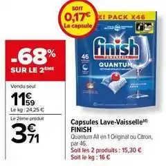 Carrefour Finish - capsules lave vaisselle offre