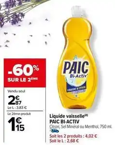 Carrefour Paic - liquide vaisselle bi activ offre