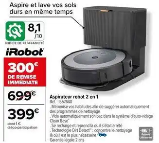 Carrefour Irobot - aspirateur robot 2 en 1 offre