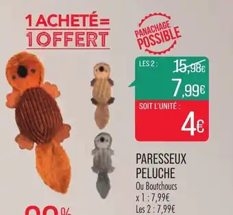 Match Paresseux peluche offre