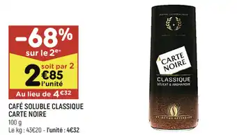 Leader Price Café soluble classique carte noire offre
