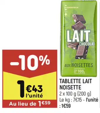Tablette lait noisette