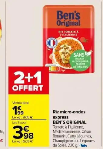 Carrefour Market Riz micro-ondes express offre