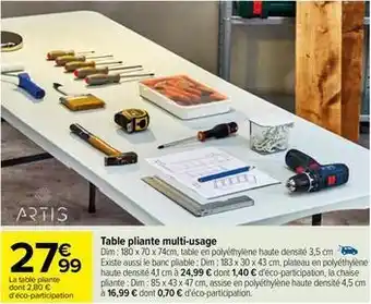 Carrefour Artis - table pliante multi-usage offre