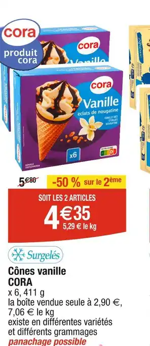 Cora x Carrefour CORA Cônes vanille offre