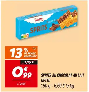 Netto NETTO SPRITS AU CHOCOLAT AU LAIT offre