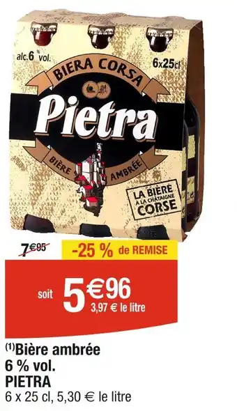 Cora x Carrefour PIETRA Bière ambrée 6 % vol offre
