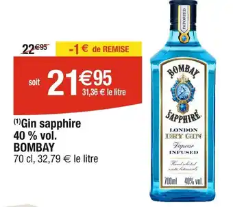 Cora BOMBAY Gin sapphire 40 % vol offre