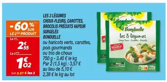 Netto BONDUELLE LES 3 LÉGUMES CHOUX-FLEURS, CAROTTES, BROCOLIS PRÉCUITS VAPEUR SURGELÉS offre