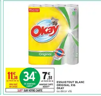 Intermarché OKAY ESSUIE-TOUT BLANC ORIGINAL X16 offre