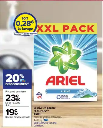 Carrefour Lessive en poudre "XXL Pack"(d) ARIEL offre