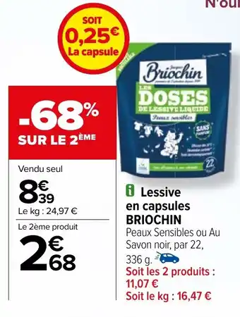 Carrefour Lessive en capsules BRIOCHIN offre