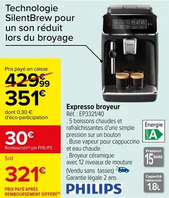 Carrefour Expresso broyeur Réf.: EP3321/40 offre