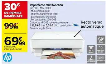 Carrefour Imprimante multifonction Réf. HP ENVY 6030E offre