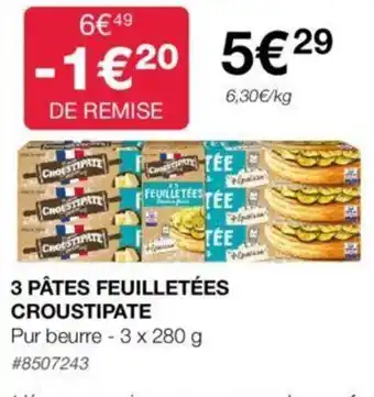 Costco 3 PÂTES FEUILLETÉES CROUSTIPATE offre