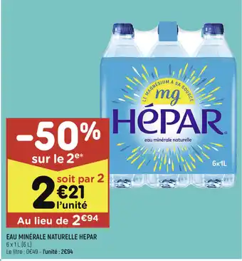 Leader Price Eau Minérale Naturelle Hepar offre