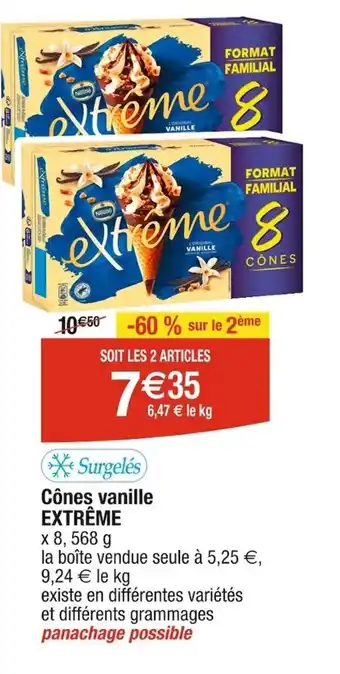 Cora x Carrefour Cônes vanille EXTRÊME offre