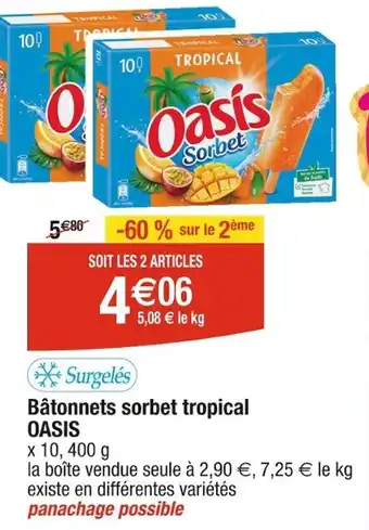 Cora x Carrefour Bâtonnets sorbet tropical OASIS offre