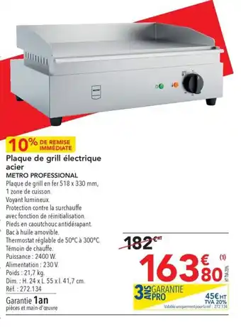 METRO Plaque de grill électrique acier METRO PROFESSIONAL offre