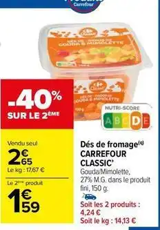 Carrefour Market Carrefour - dés de fromage classic' offre