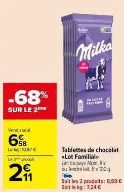 Carrefour Market Milka - tablettes de chocolat lot familial offre