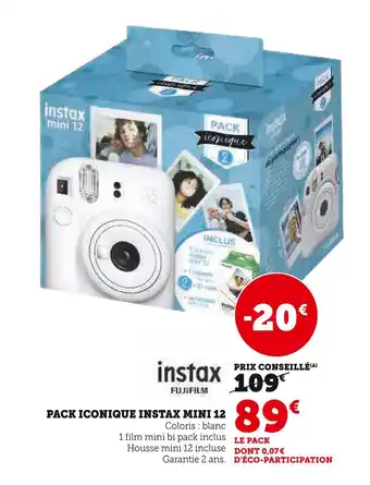 Super U instax FUJIFILM PACK ICONIQUE INSTAX MINI 12 offre