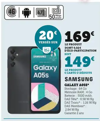 Super U Samsung GALAXY A05S offre