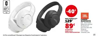 Super U JBL CASQUE BLUETOOTH offre